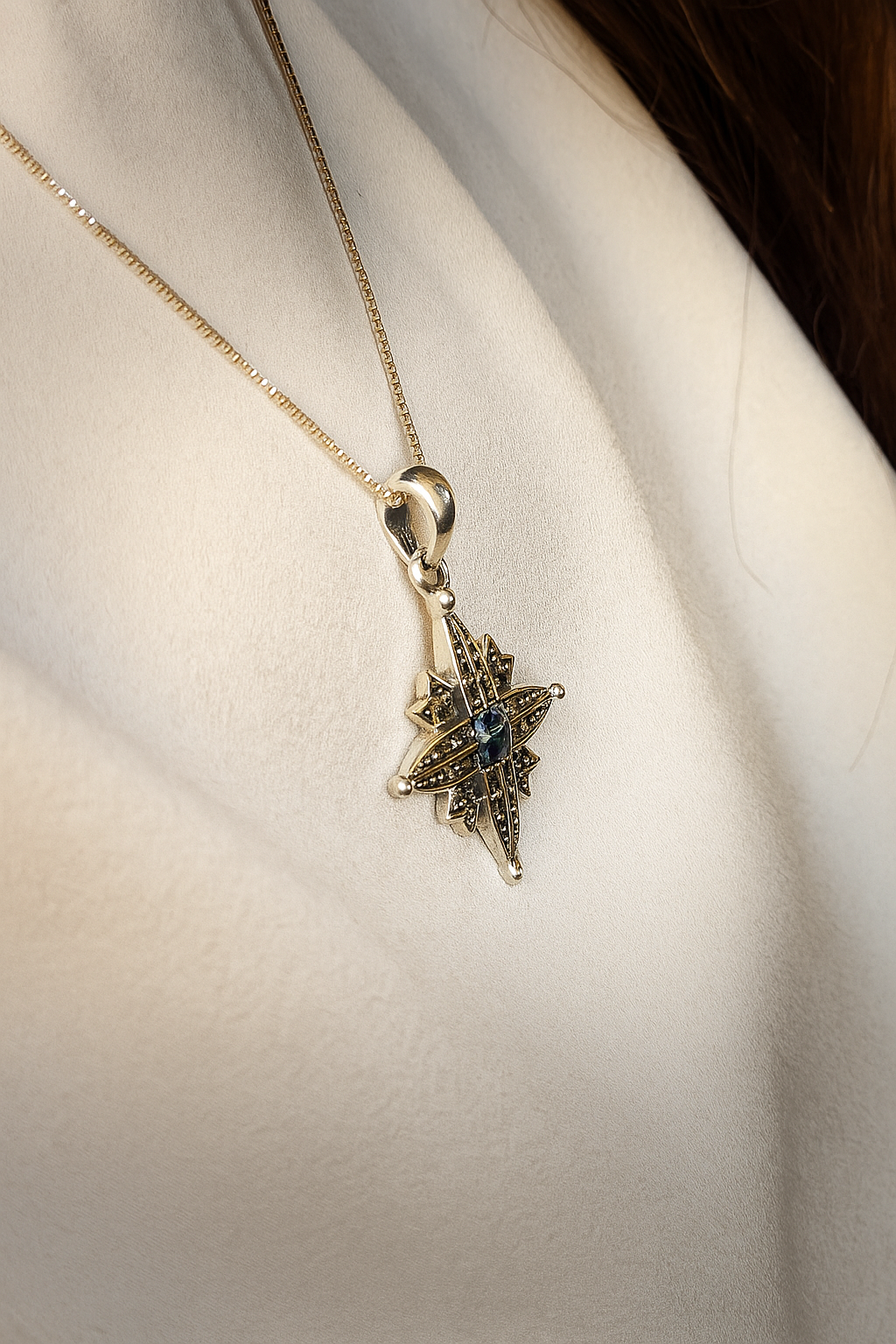 Star of Bethlehem with Stone of Palestine Necklace
