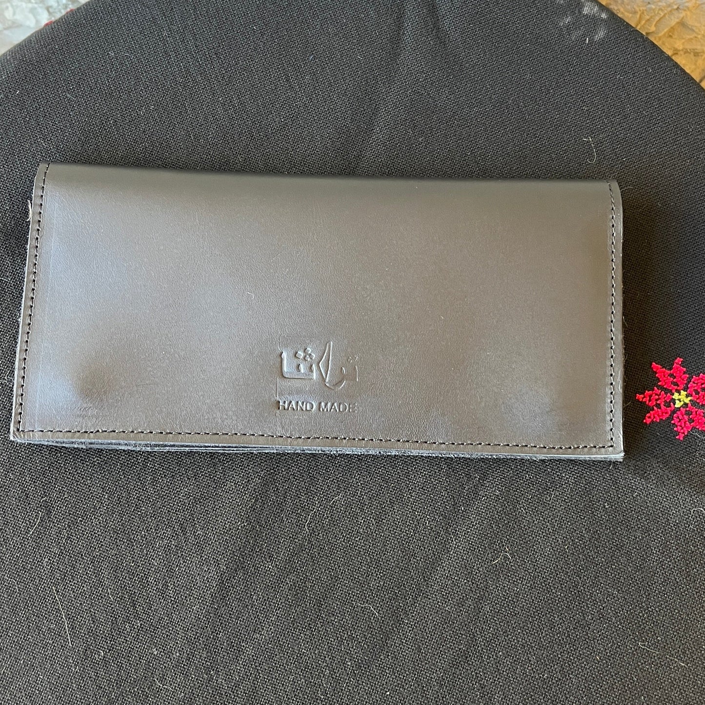 Leather Wallet with Hand Tatreez