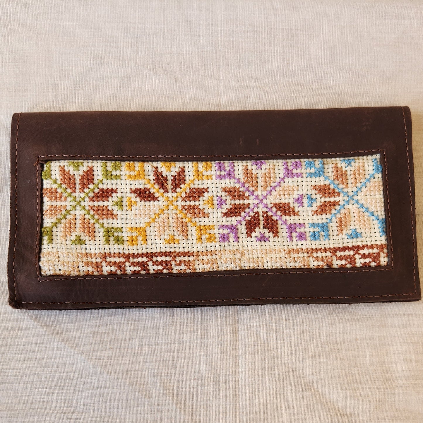 Leather Wallet with Hand Tatreez