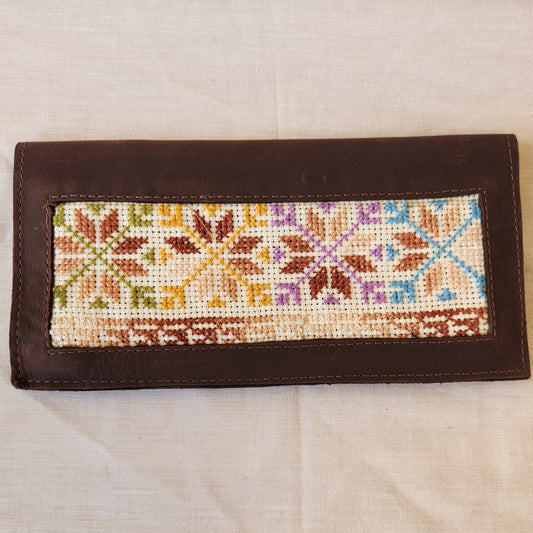 Leather Wallet with Hand Tatreez