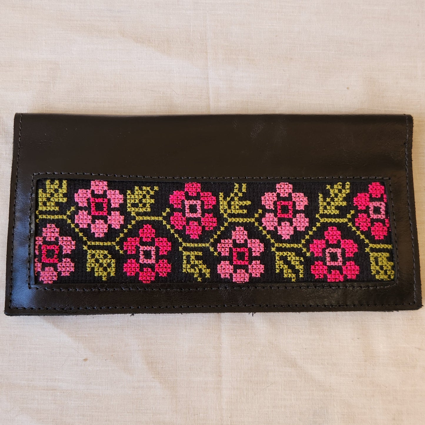 Leather Wallet with Hand Tatreez