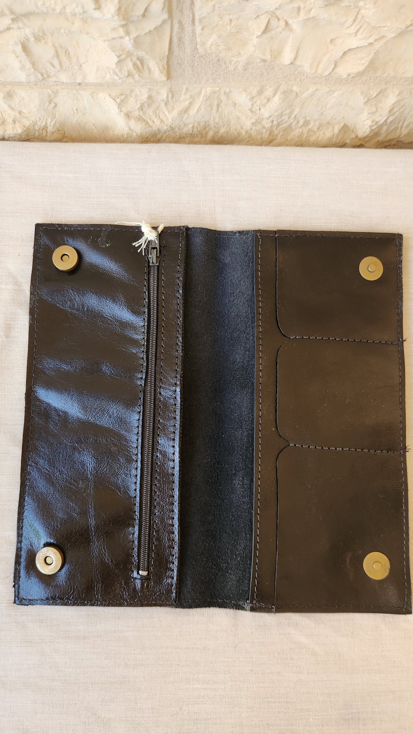 Leather Wallet with Hand Tatreez