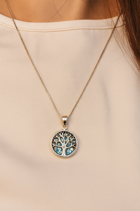 2000 Year Old 
Roman Glass Sterling Silver Necklace ~ Tree of Life