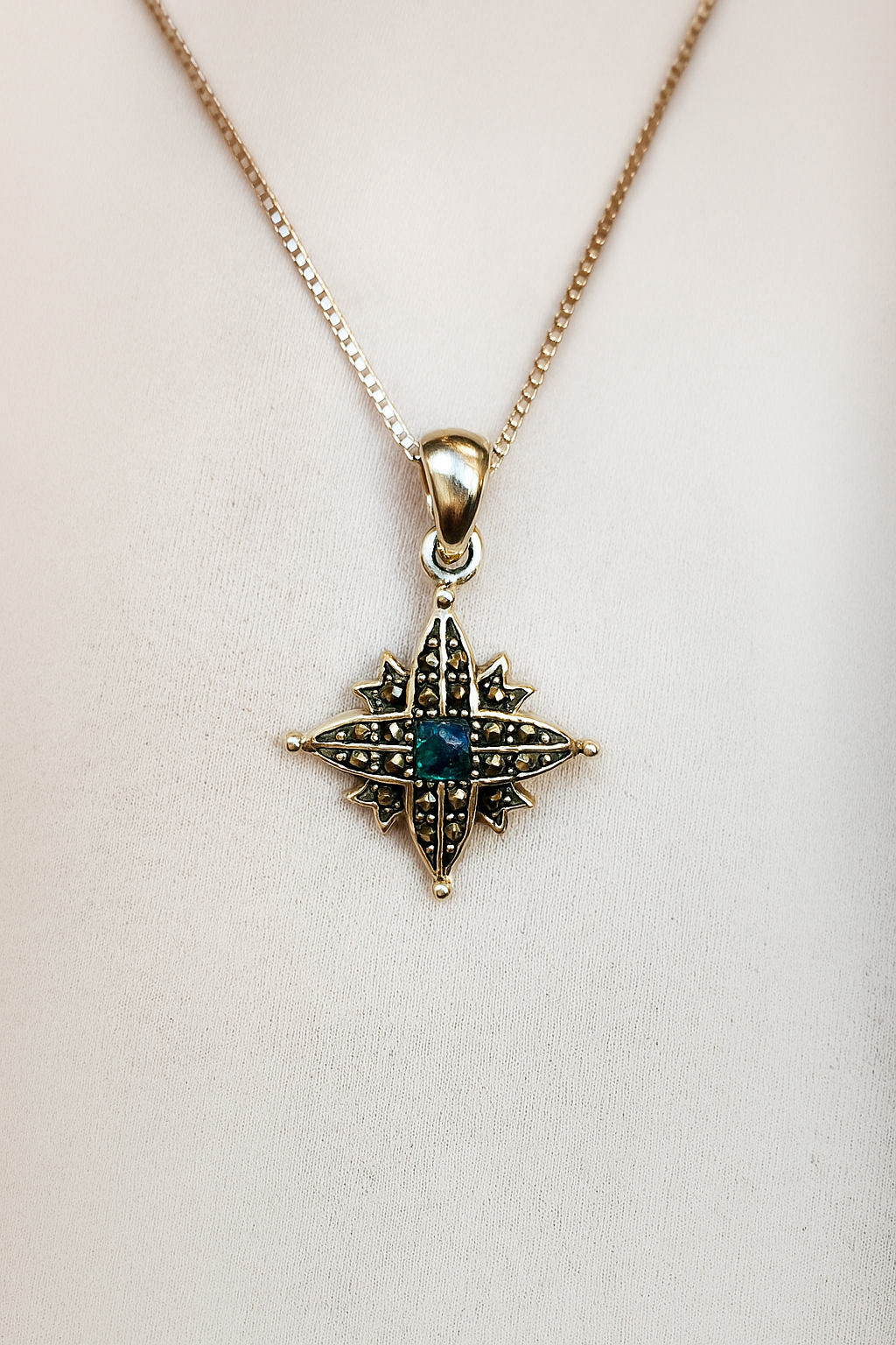Star of Bethlehem with Stone of Palestine Necklace