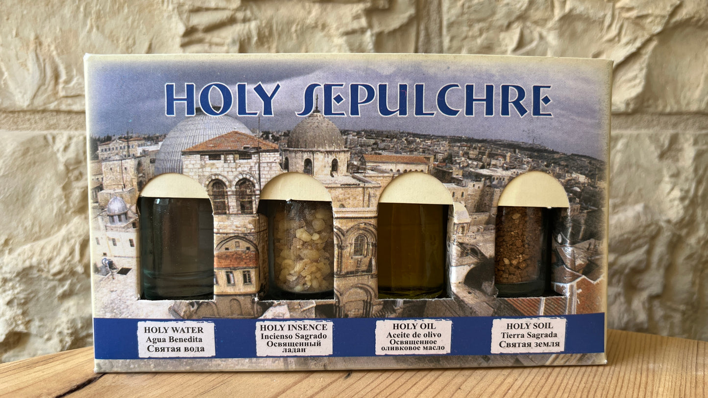 Holy Land Blessing Set – Holy Water, Anointing Oil, Incense & Soil