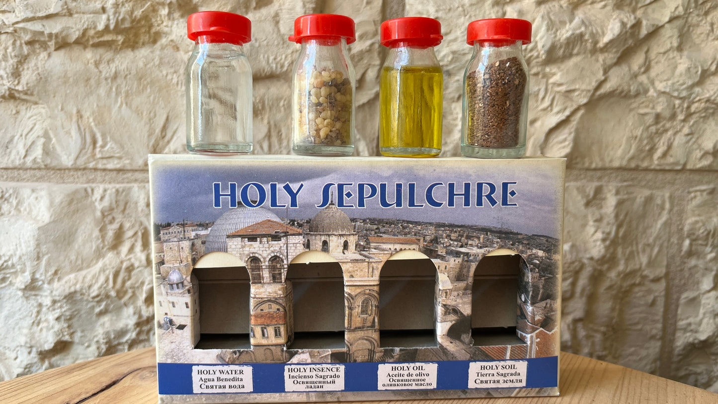 Holy Land Blessing Set – Holy Water, Anointing Oil, Incense & Soil