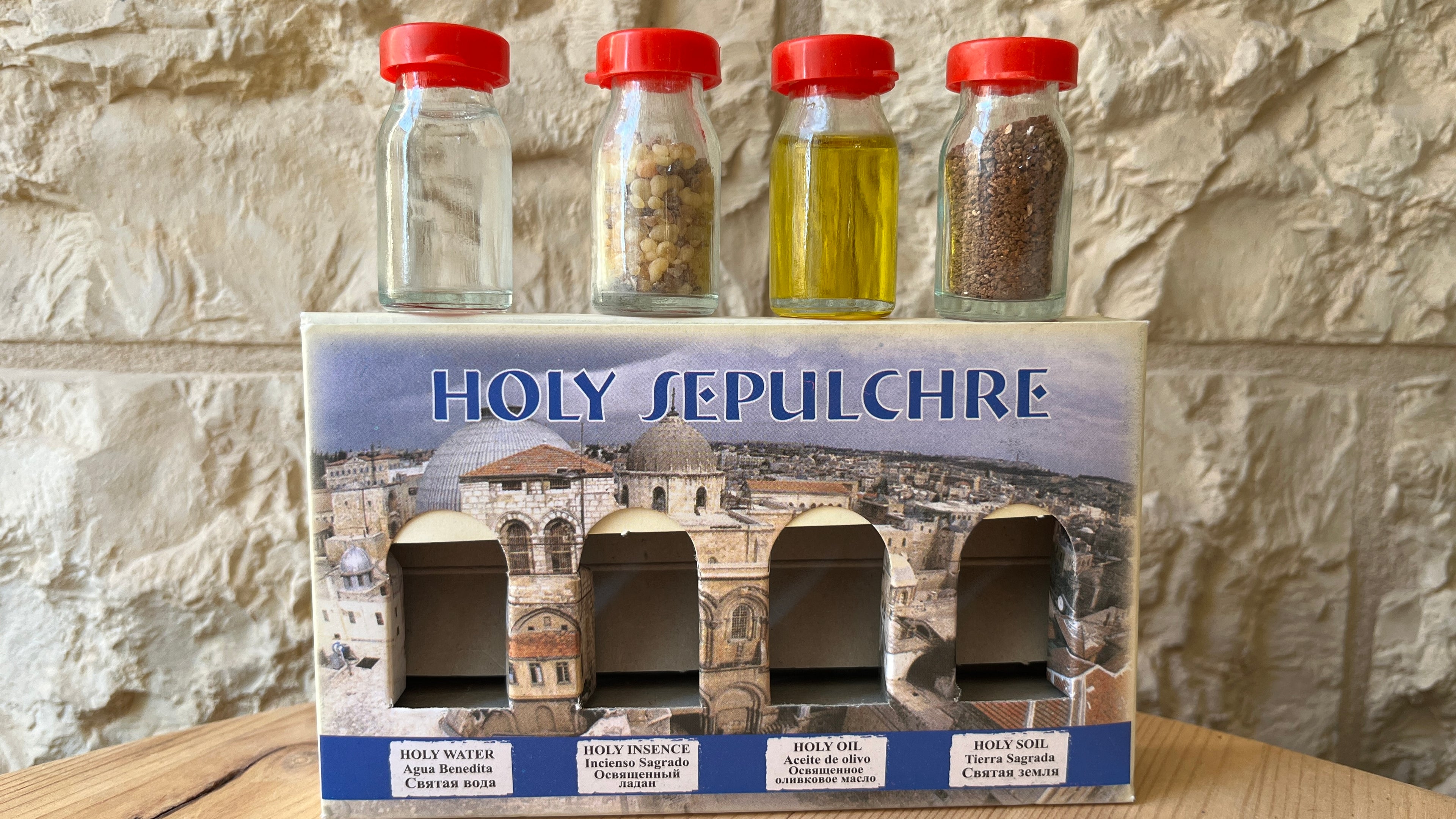 Holy Land Blessing Set – Holy Water, Anointing Oil, Incense & Soil