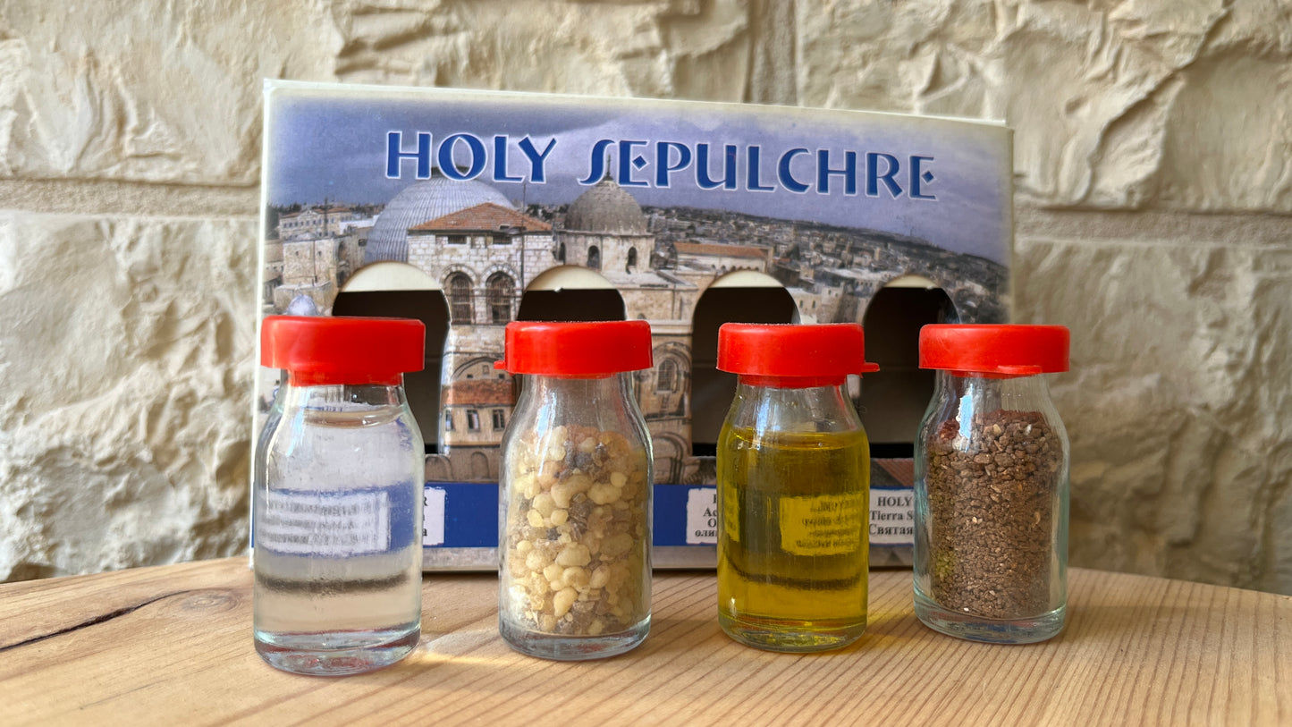 Holy Land Blessing Set – Holy Water, Anointing Oil, Incense & Soil
