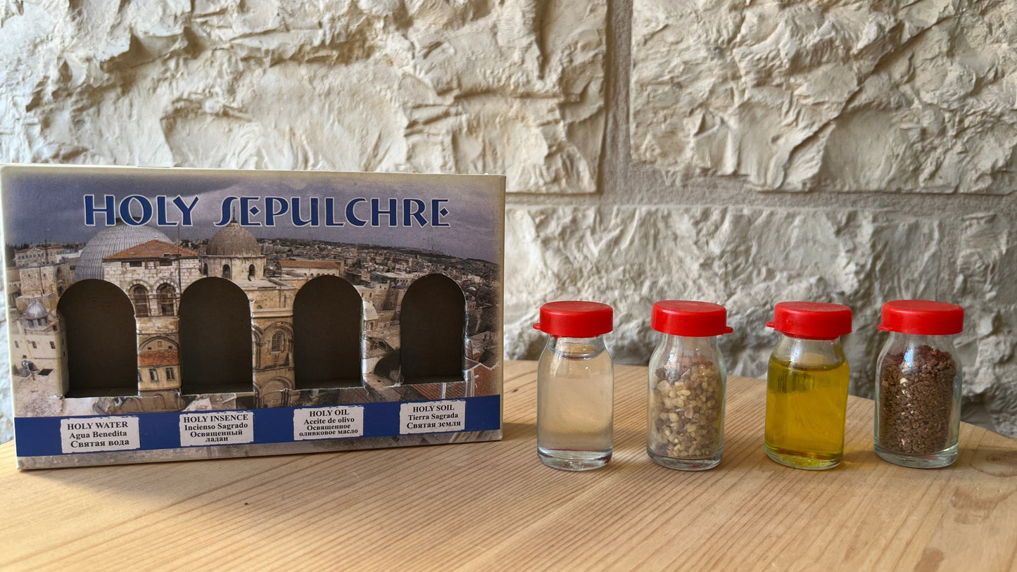 Holy Land Blessing Set – Holy Water, Anointing Oil, Incense & Soil
