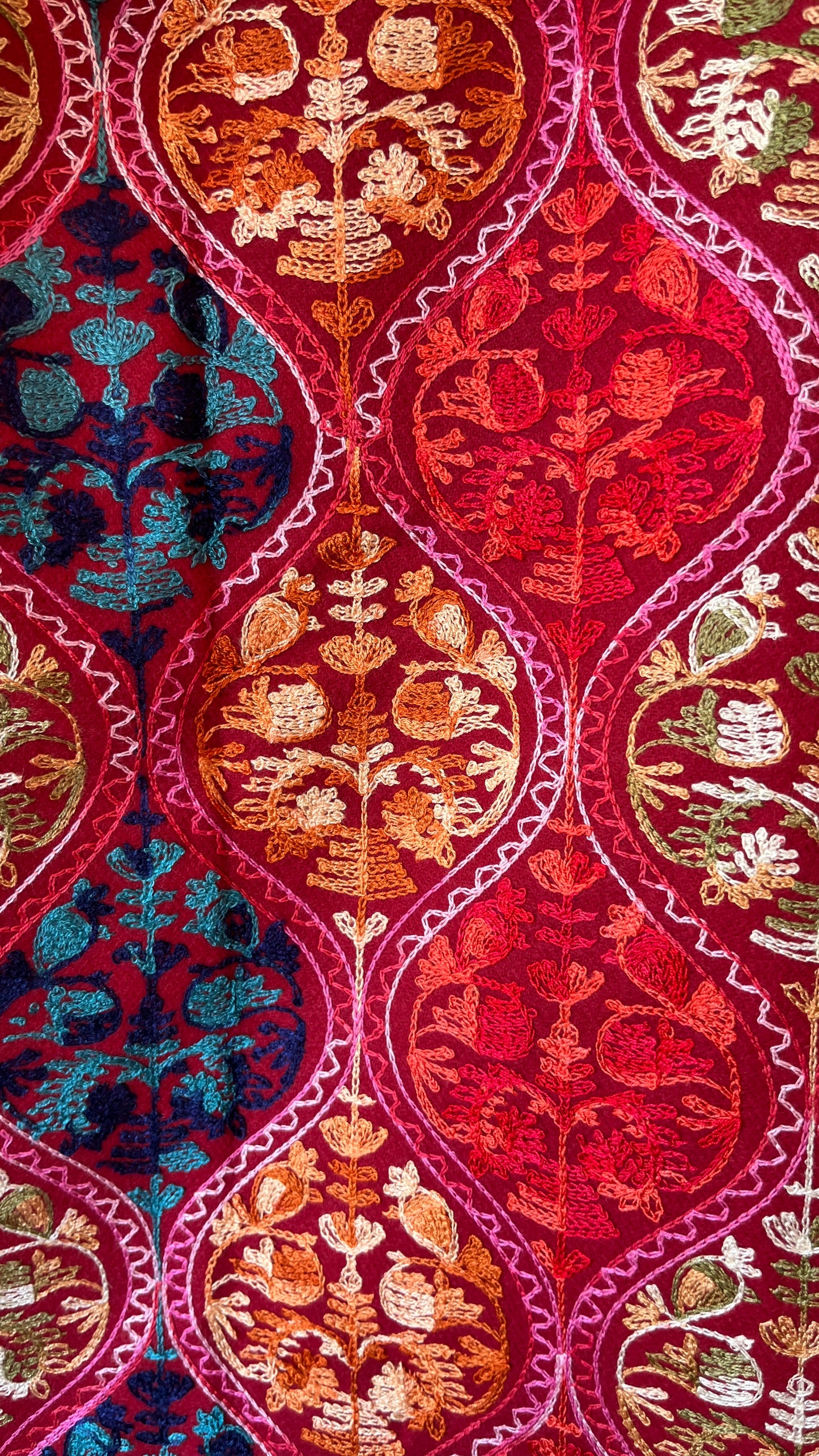 Red Embroidered Wool Shawl from Jerusalem