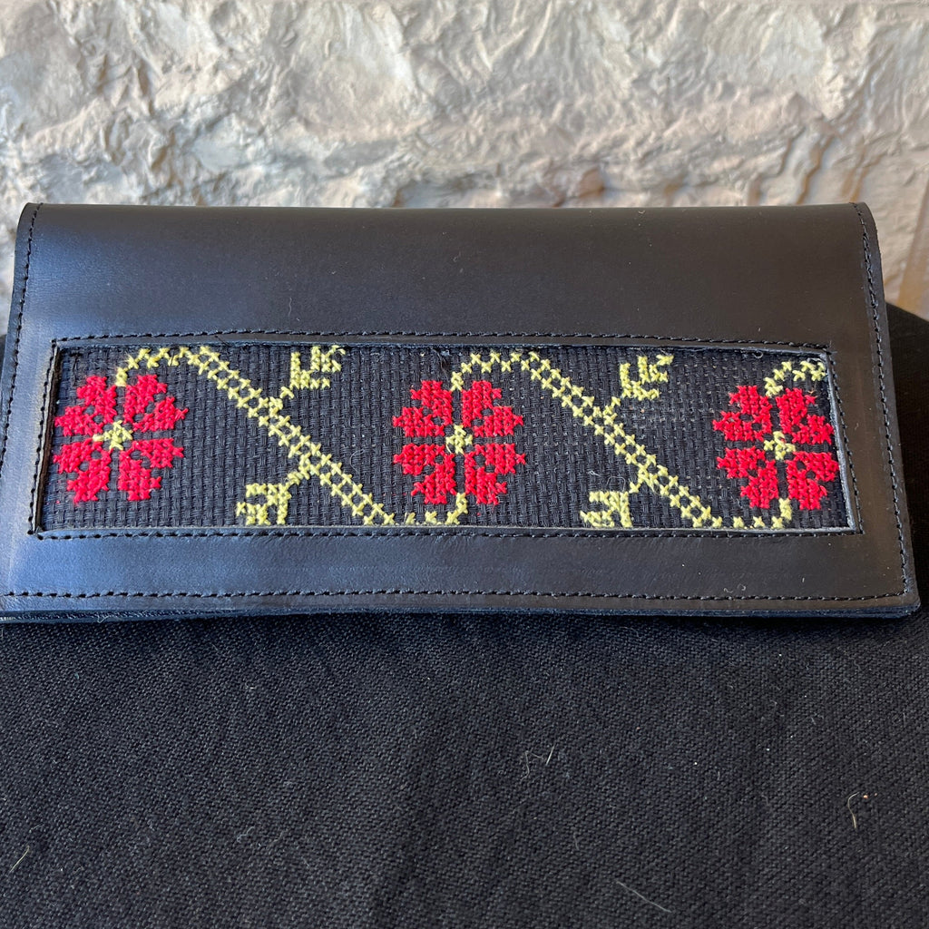 Leather Wallet with Hand Tatreez