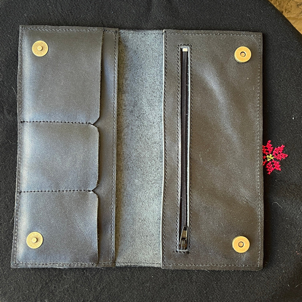 Leather Wallet with Hand Tatreez