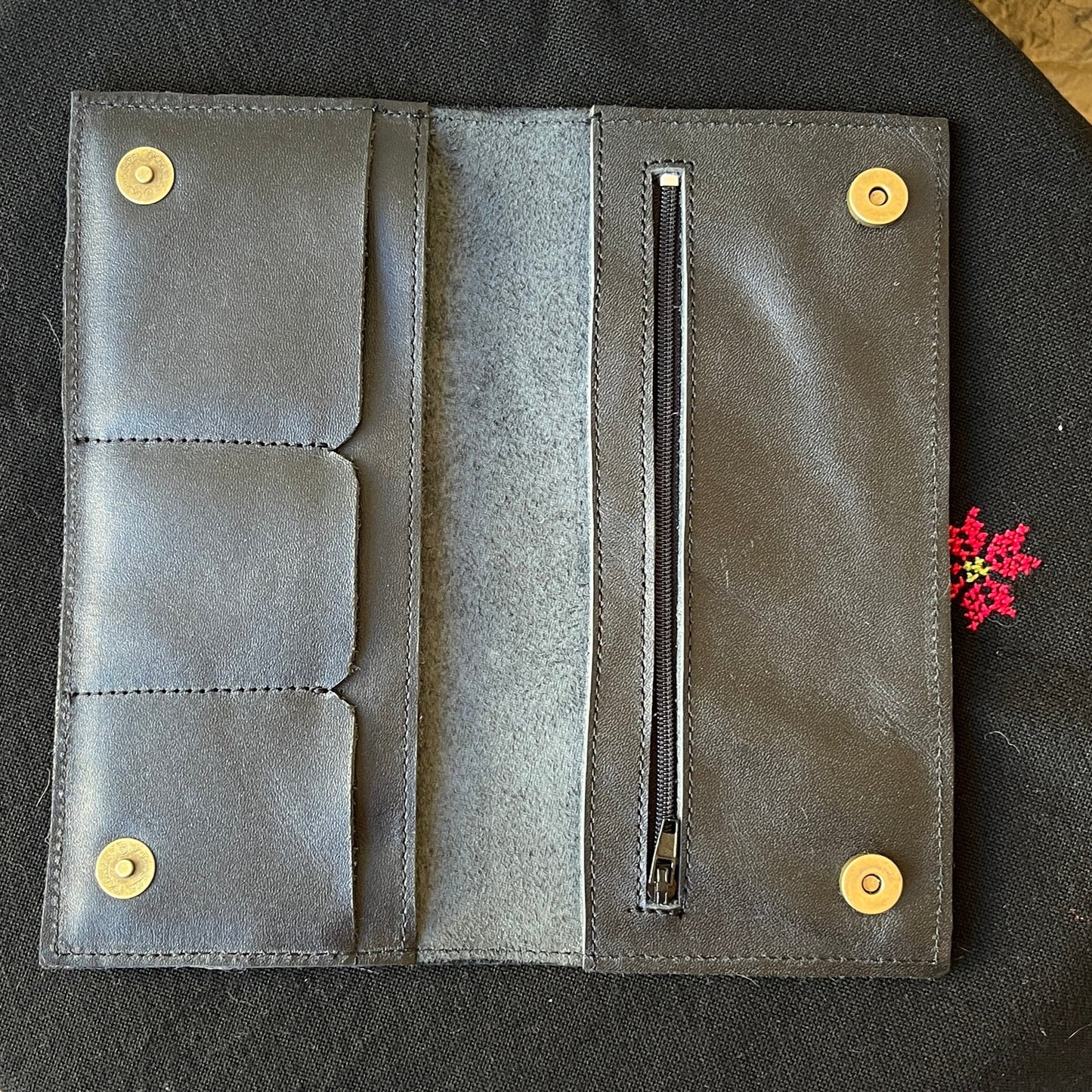 Leather Wallet with Hand Tatreez
