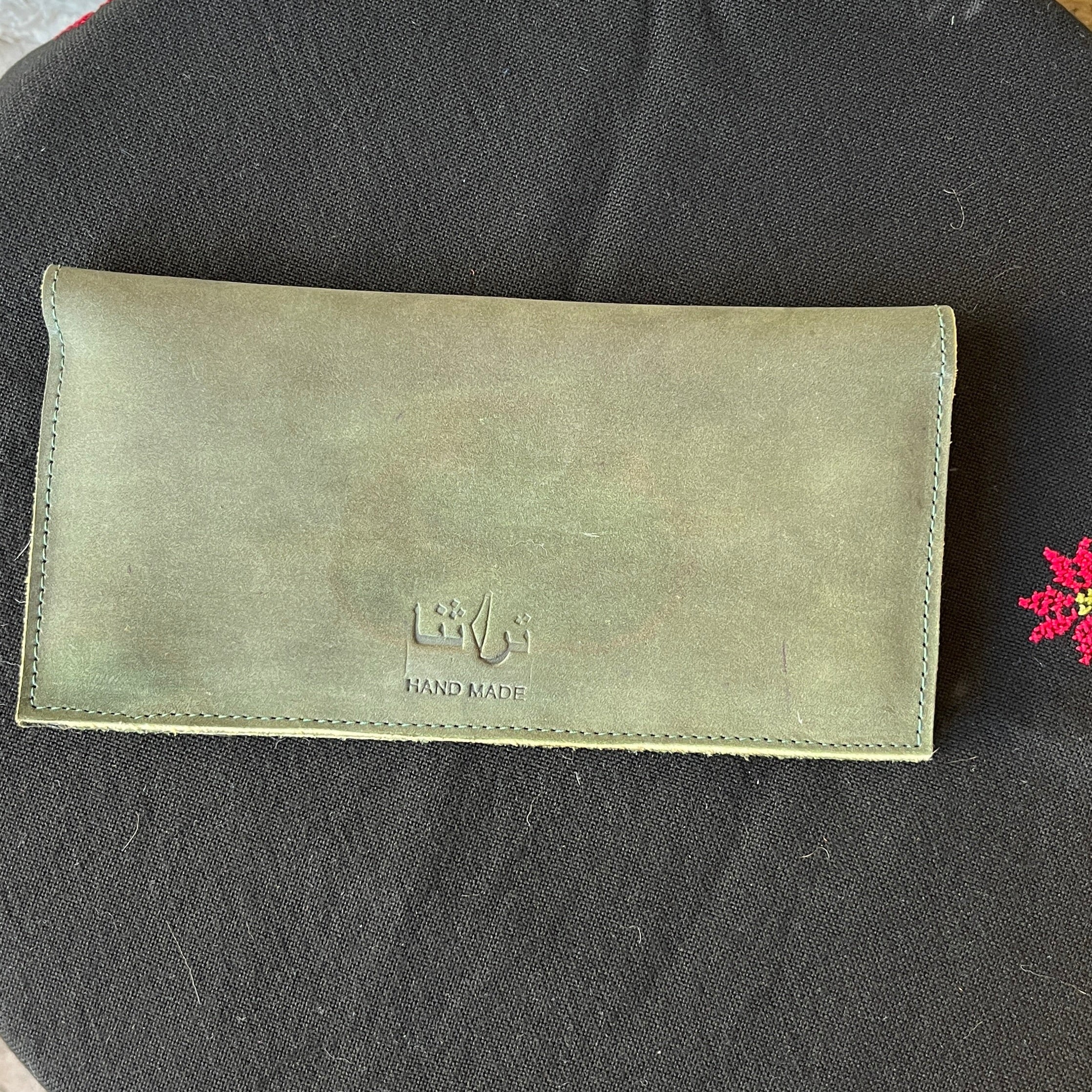 Leather Wallet with Hand Tatreez