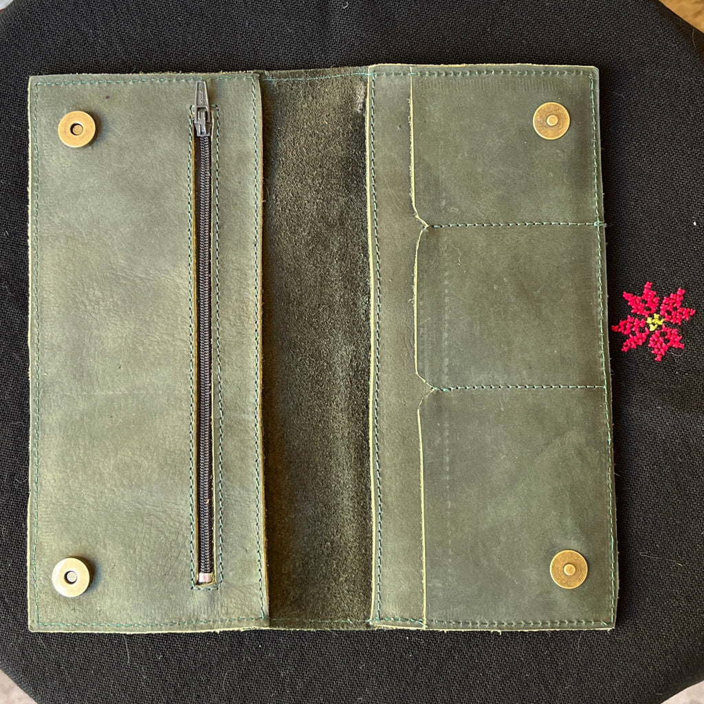 Leather Wallet with Hand Tatreez