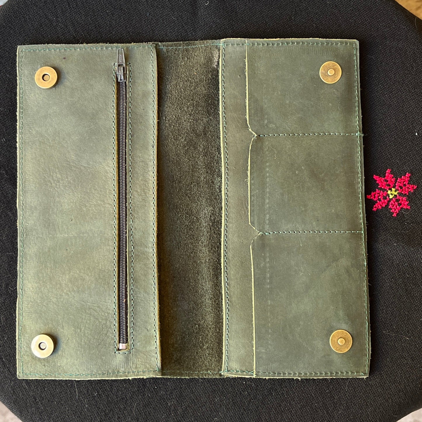 Leather Wallet with Hand Tatreez