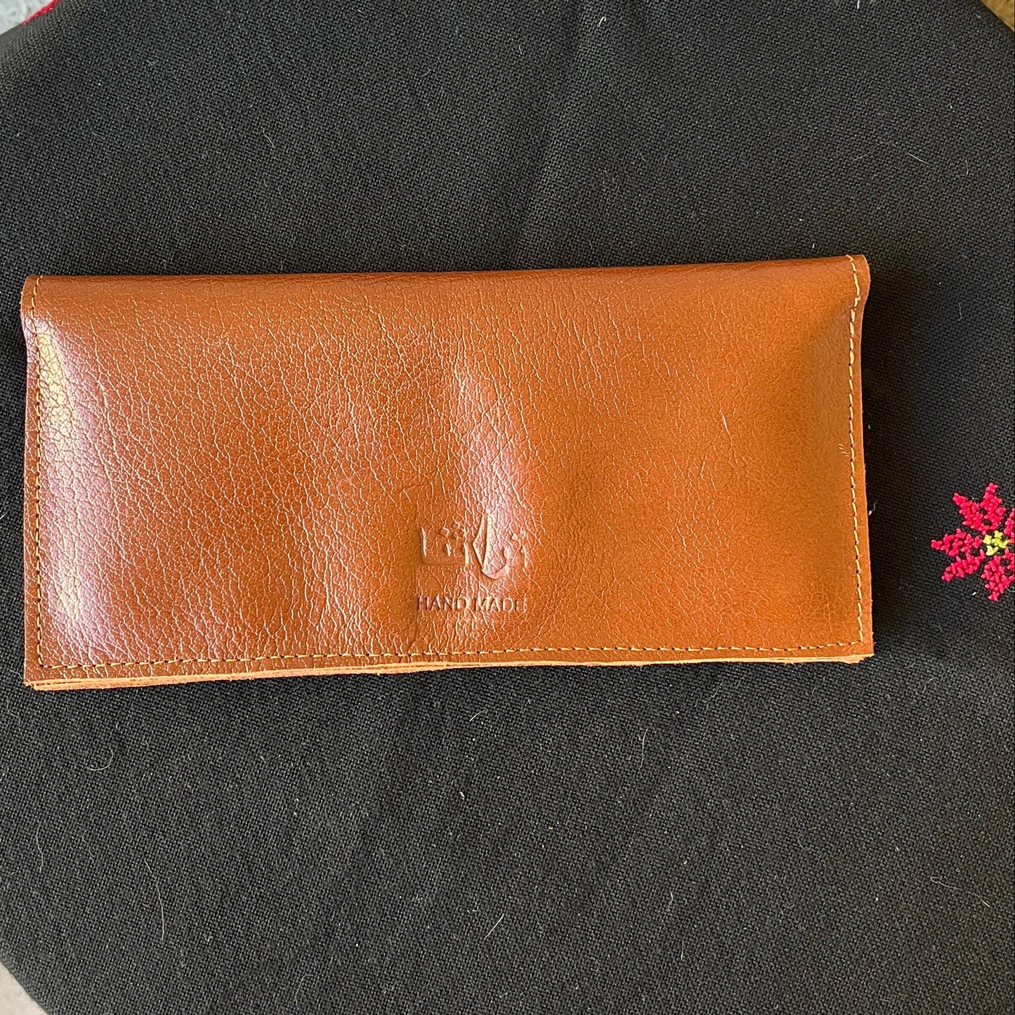 Leather Wallet with Hand Tatreez