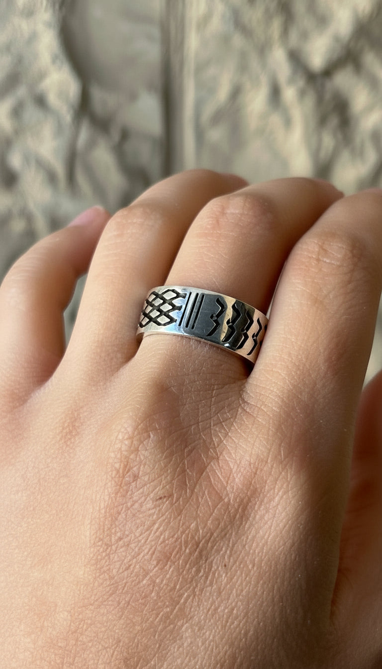 sterling silver 925 kufiya (keffiyeh) ring 