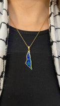Golden Falasteen Map with Stone of Palestine Necklace