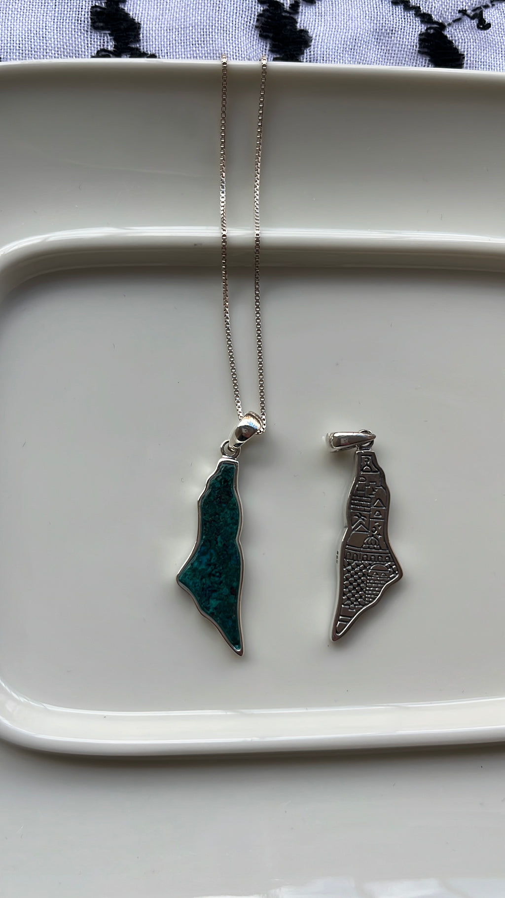 Silver Falasteen Map with Stone of Palestine Necklace