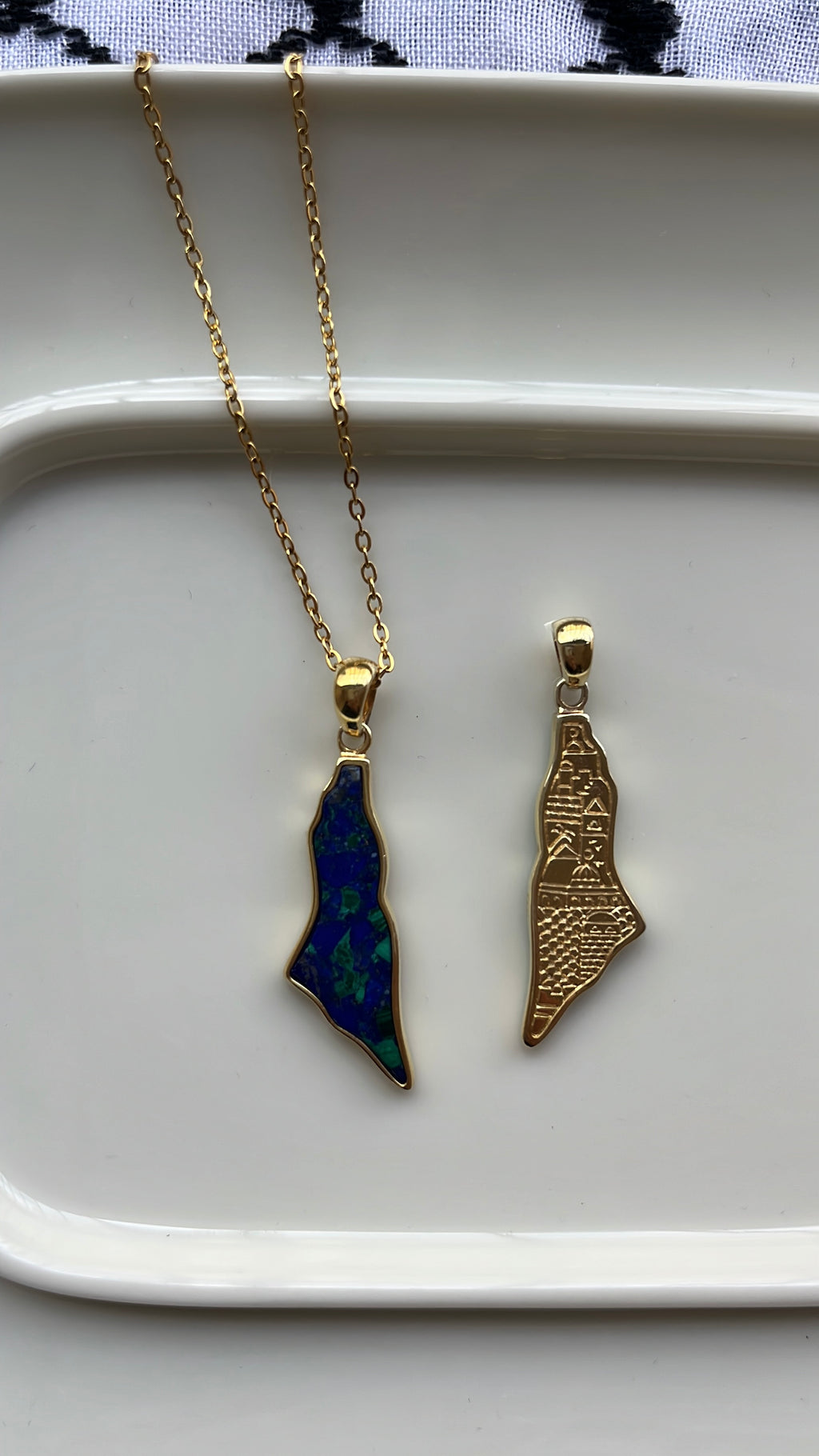 Golden Falasteen Map with Stone of Palestine Necklace